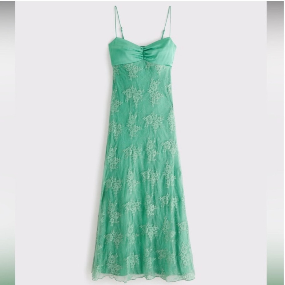 Abercrombie & Fitch Julia Green Slip Lace Maxi Cottagecore Dress Wedding Guest